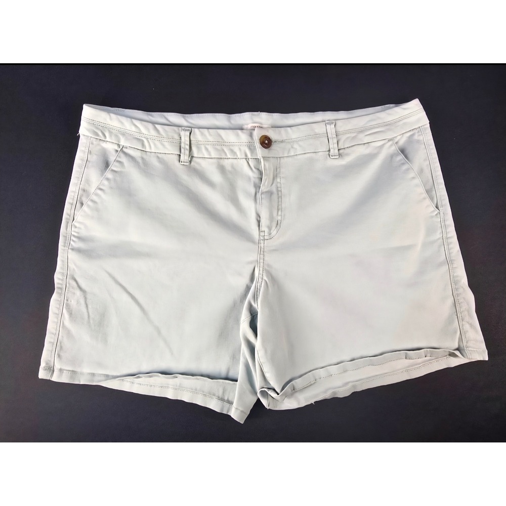 Maurices Womens Plus Size 20 Ice Blue Chino Shorts Cotton Stretch Mid Rise